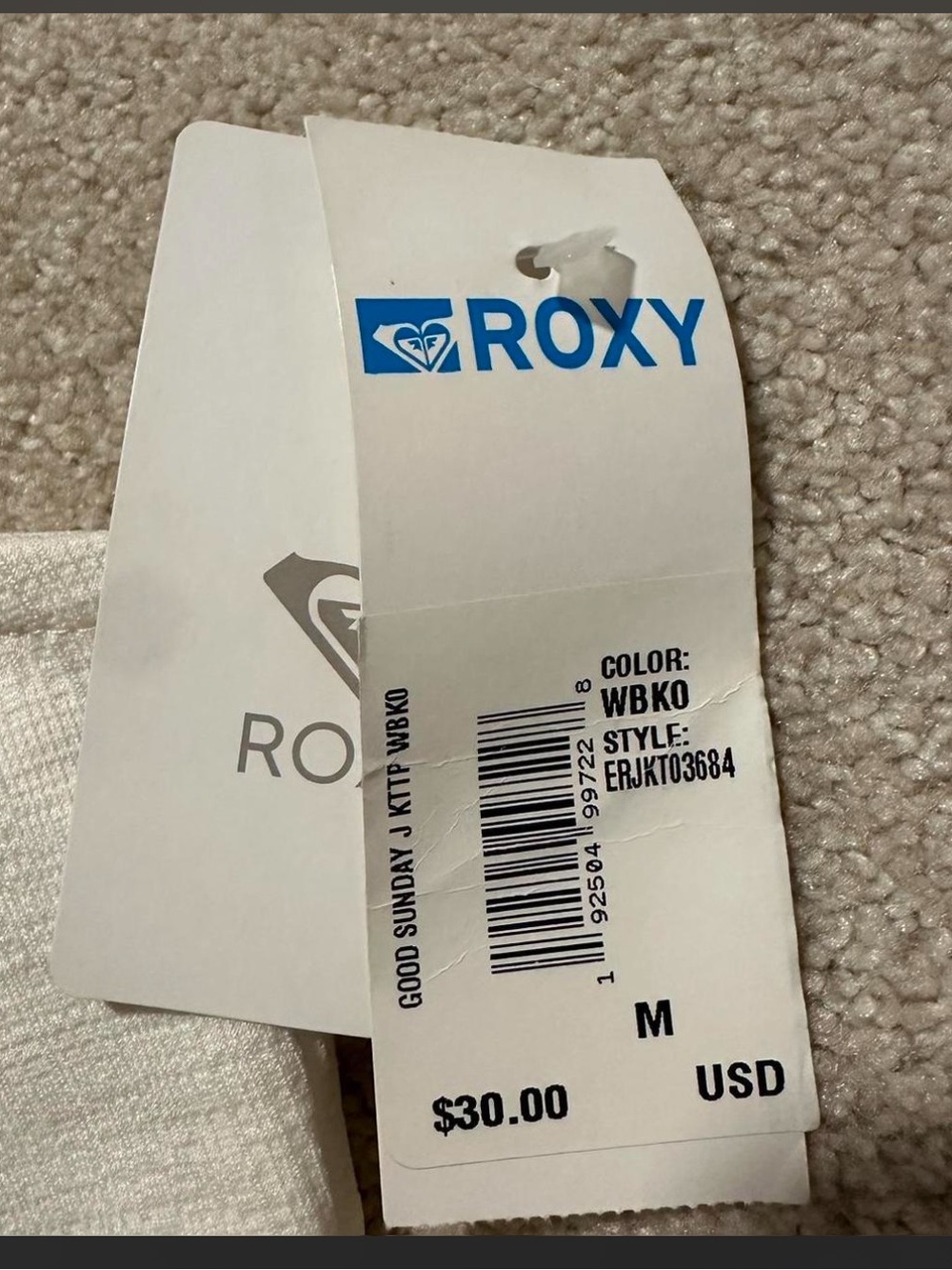 Roxy White Ribbed Crop Tank - Picture 2 of 4